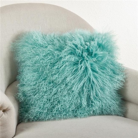 Saro Lifestyle SARO 3564.MN20S 20 in. Square Wool Mongolian Lamb Fur Throw Pillow Mint 3564.MN20S